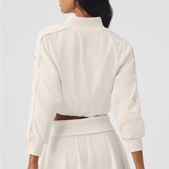 New alo with tags Cropped Doubles Only Full Zip Jacket ivory size small - Picture 4 of 6
